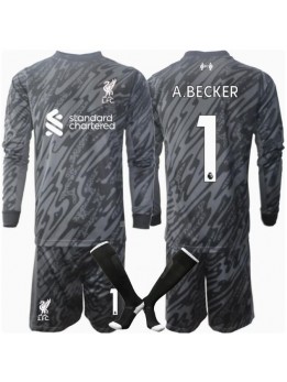 Liverpool Alisson Becker #1 Målvakt Replika Hemmakläder Barn 2024-25 Långärmad (+ byxor)